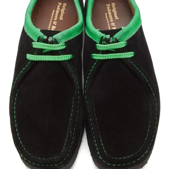 Padmore & Barnes | Shoes | Padmore Barnes Black Neon Green Sude Derby Shoes  Nib Sz 2 | Poshmark